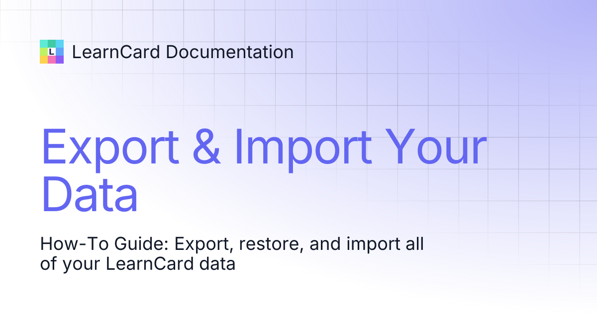 Export & Import Your Data | LearnCard Documentation