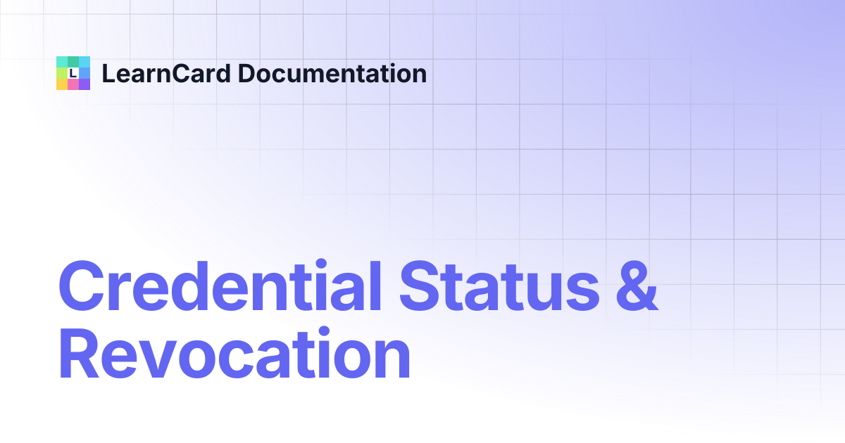 Credential Status & Bitstring Status Lists | LearnCard Documentation
